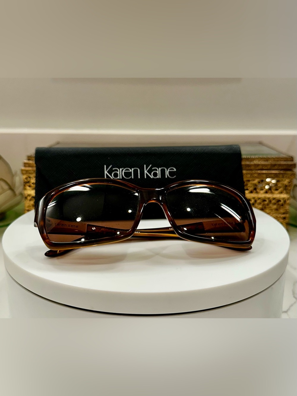 Karen Kane - Dahlia - Tortoiseshell/Honey Sunglasses - VGUC, w/ KK Hard-Case EUC - Picture 14 of 17